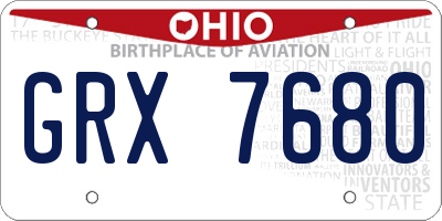 OH license plate GRX7680