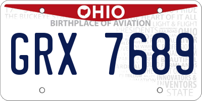 OH license plate GRX7689