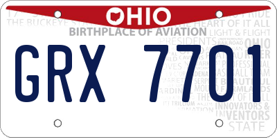 OH license plate GRX7701