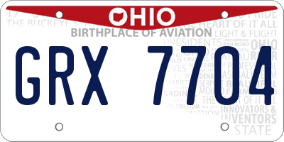 OH license plate GRX7704