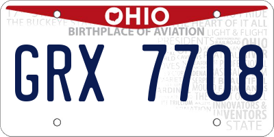 OH license plate GRX7708