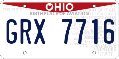 OH license plate GRX7716