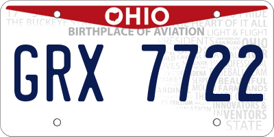 OH license plate GRX7722