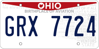 OH license plate GRX7724