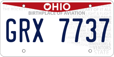 OH license plate GRX7737