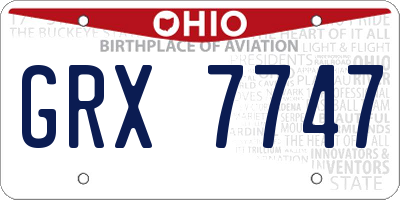 OH license plate GRX7747