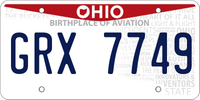 OH license plate GRX7749