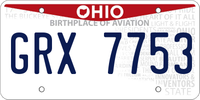 OH license plate GRX7753