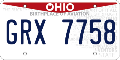OH license plate GRX7758