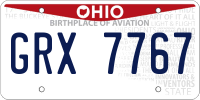 OH license plate GRX7767