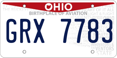 OH license plate GRX7783