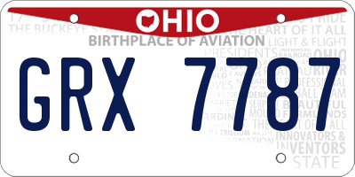 OH license plate GRX7787