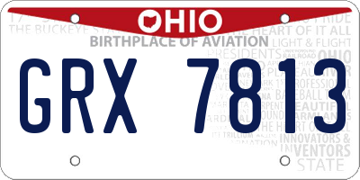 OH license plate GRX7813