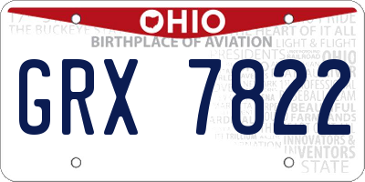 OH license plate GRX7822