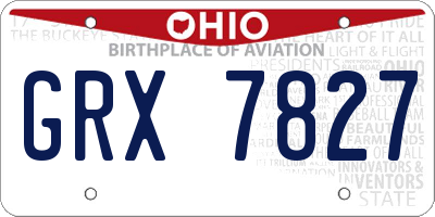 OH license plate GRX7827