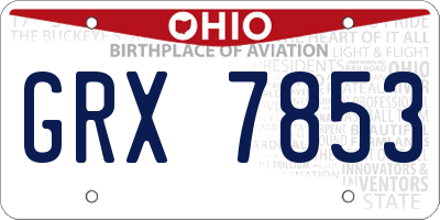 OH license plate GRX7853
