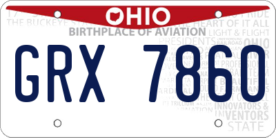 OH license plate GRX7860