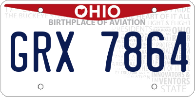 OH license plate GRX7864