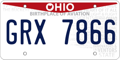 OH license plate GRX7866