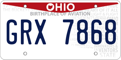 OH license plate GRX7868