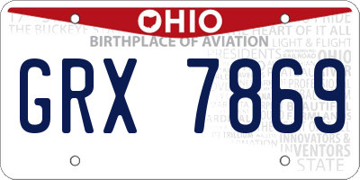 OH license plate GRX7869
