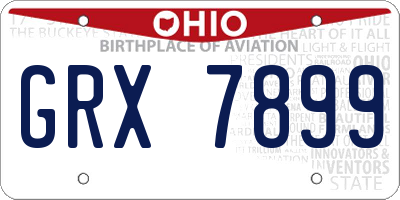 OH license plate GRX7899