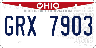 OH license plate GRX7903