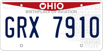 OH license plate GRX7910