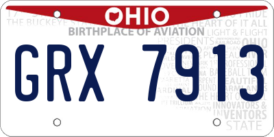 OH license plate GRX7913