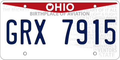 OH license plate GRX7915