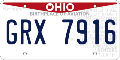 OH license plate GRX7916