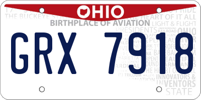 OH license plate GRX7918