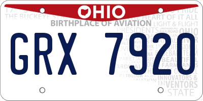 OH license plate GRX7920