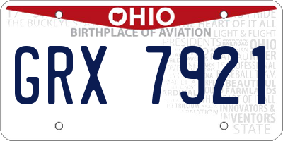 OH license plate GRX7921