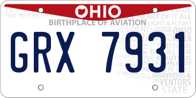 OH license plate GRX7931