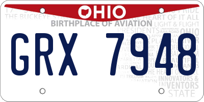 OH license plate GRX7948