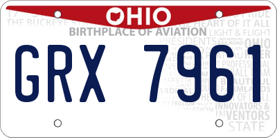 OH license plate GRX7961