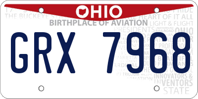 OH license plate GRX7968