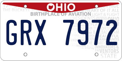 OH license plate GRX7972