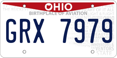 OH license plate GRX7979