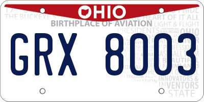 OH license plate GRX8003