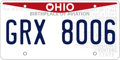 OH license plate GRX8006