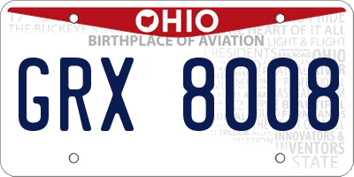 OH license plate GRX8008