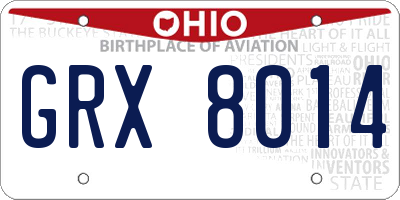 OH license plate GRX8014
