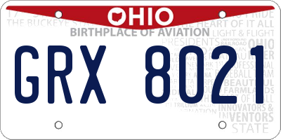 OH license plate GRX8021