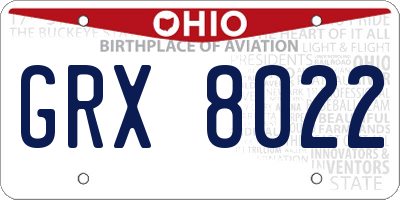 OH license plate GRX8022