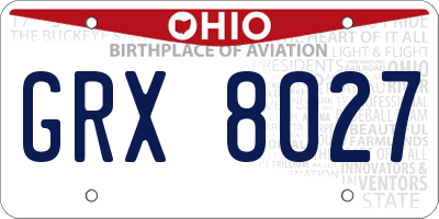 OH license plate GRX8027