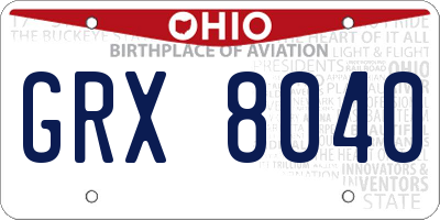 OH license plate GRX8040