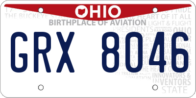 OH license plate GRX8046