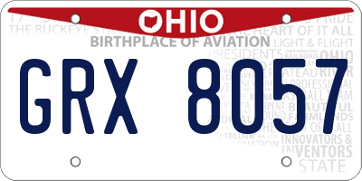 OH license plate GRX8057